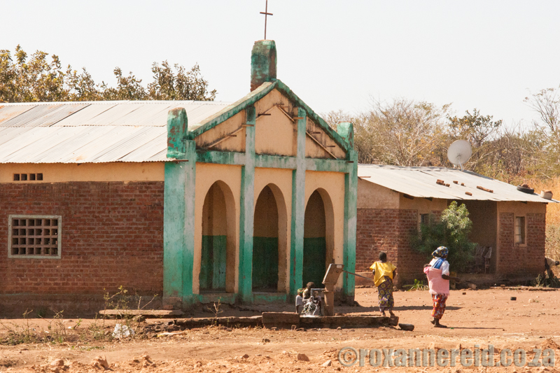 Rural church and waterpump, Zambia