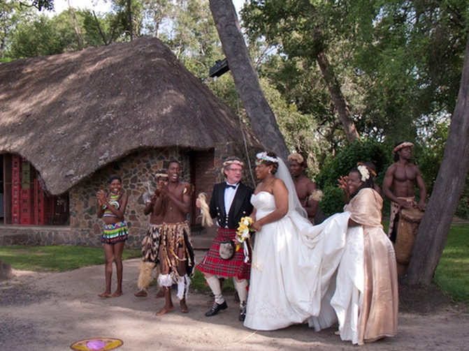 A wedding party at Victoria Falls, Zimbabwe