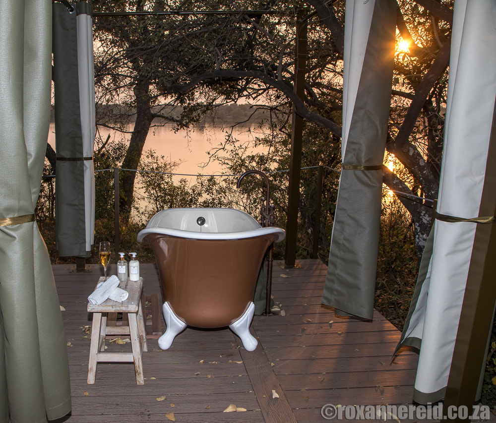 Outdoor bath, Old Drift Lodge, Victoria Falls Zimbabwe