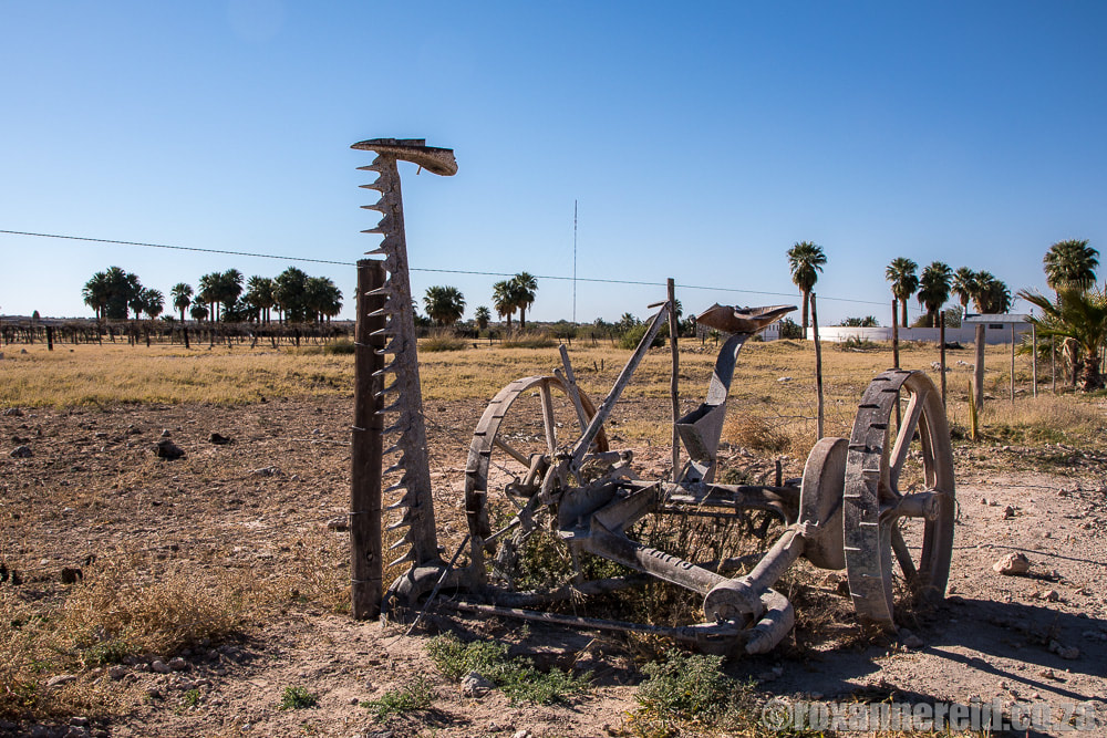 Old farm implements at Kalahari Farmhouse near Stampriet, Namibia