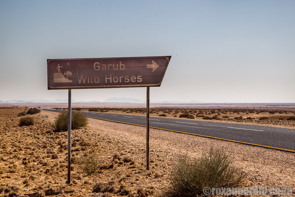 Signpost to the wild horses at Garub near Aus, Namibia