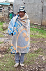 Man wearing Basotho blanket, Lesotho