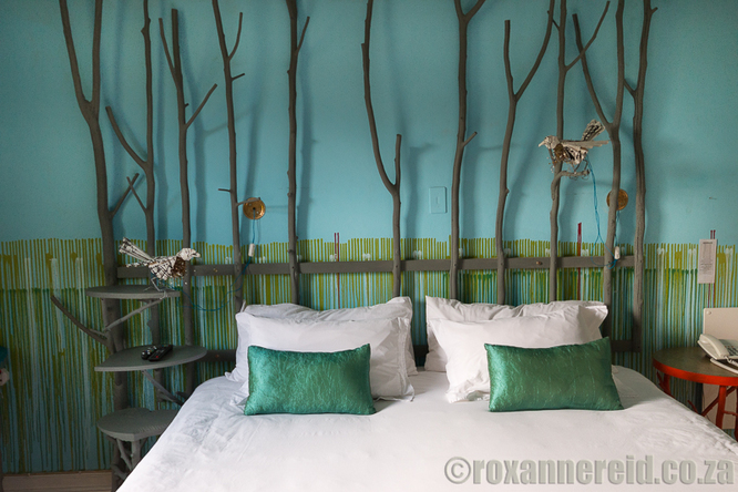 Bedroom designed by the Magpie Collective at Barrydale's Karoo Art Hotel