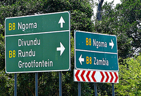 Sign post, Caprivi, Namibia
