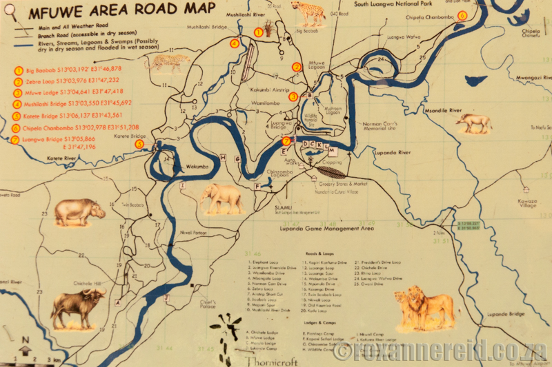 Map of South Luangwa National Park, Zambia