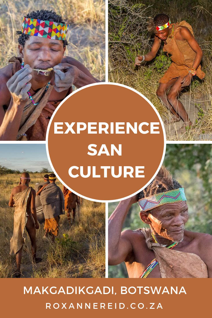Want to learn about San culture? Join a San cultural experience near the Makgadikgadi pans at Jack's Camp Botswana. Learn how the San trap birds, how the San make fire or ‘tame’ scorpions, and how important a digging stick can be. #travel #culture #Bushmen