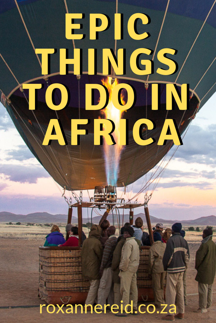 Which are the best African countries to visit for epic things to do? There are so many more things to do in Africa than safari. Find out about activities in Africa like gorilla trekking, hot air balloon experience, quad biking Makgadikgadi pans, Tsitsikamma Canopy Tours, Rocklands bouldering, dhow cruise, skydiving Swakopmund, climbing Kilimanjaro, snorkeling Chube Island, hiking Nyngwe National Park, Taghazout surfing, surfing in Morocco, scuba diving in Egypt, Toubkal trek and more.