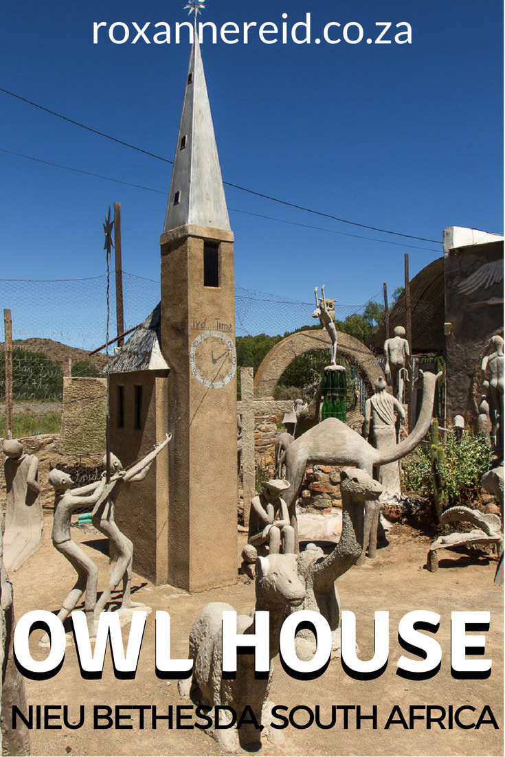 Visit the Owl House in Nieu Bethesda in the Karoo and see a world that outsider artist Helen Martins created of cement and glass. #travel #EasternCape #SouthAfrica