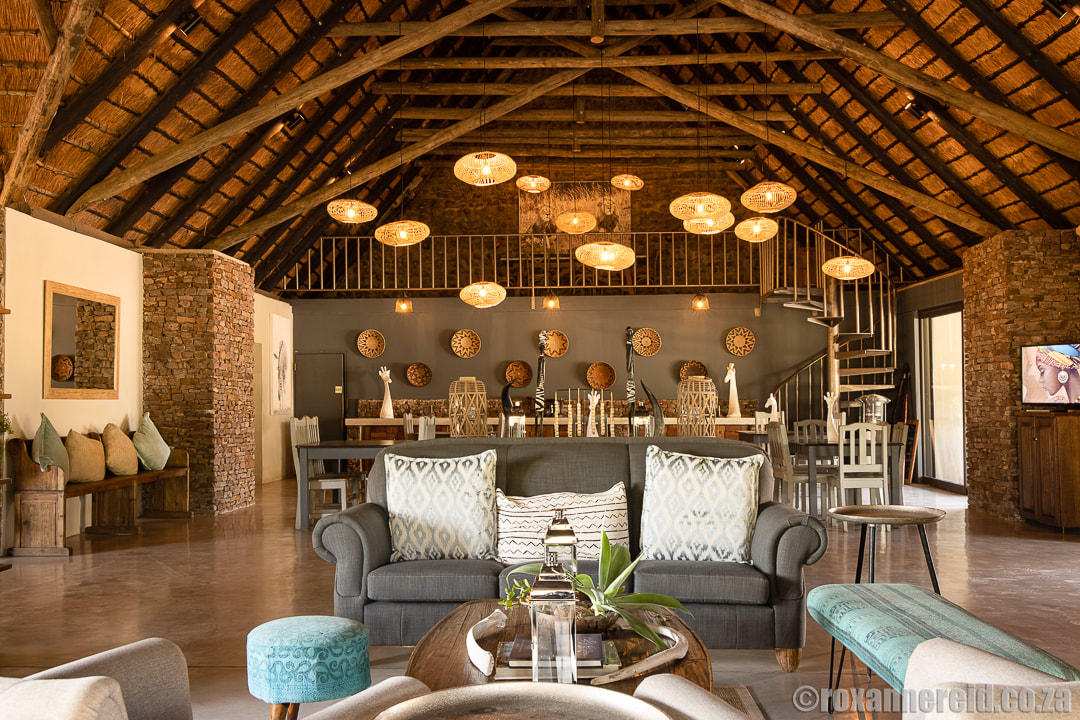Inside the lounge/dining area at Bayala Private Safari Camp