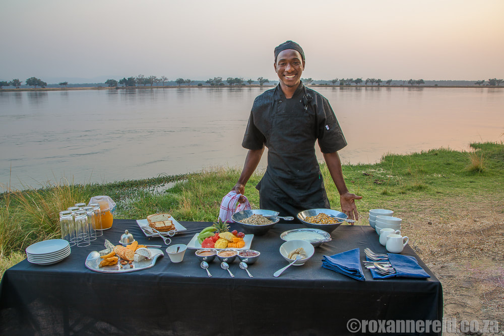 Chef with breakfast, River Camp, Greater Mana Expedition, Mana Pools Zimbabwe