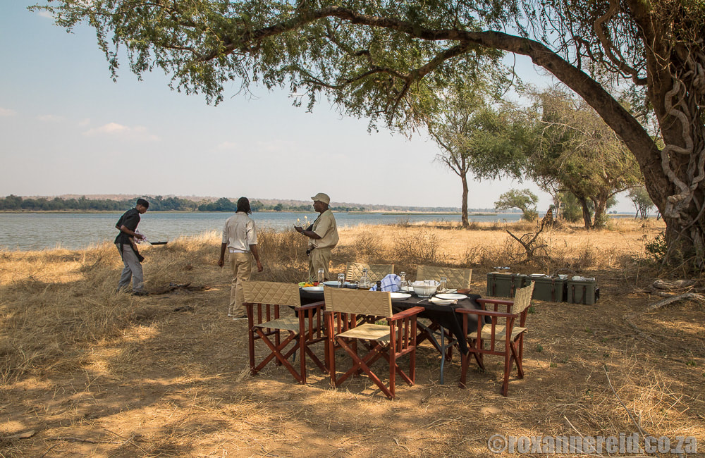 Lunch on an island on the Zambezi River, Sapi Zimbabwe