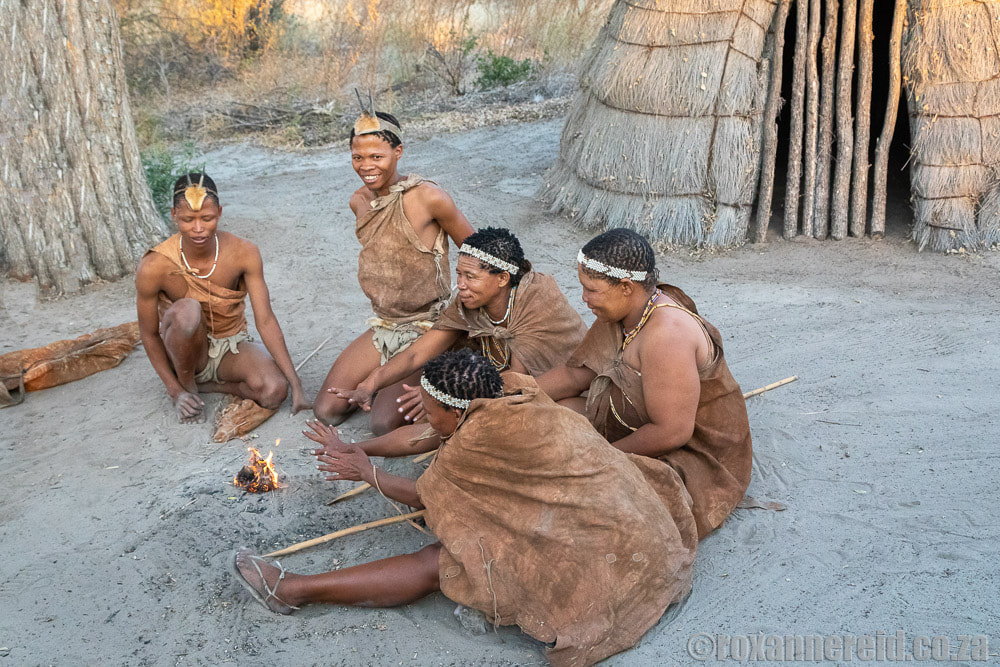 !Xhukwe Bushmen make fire, Central Kalahari