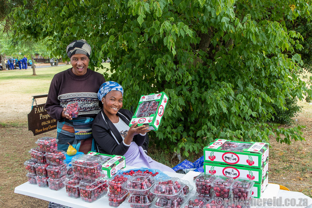 Cherry sellers in Calrens during Cherry Festival time in November