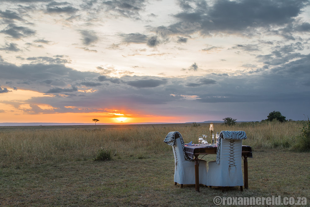 Dinner setting at Mara Plains Camp in Kenya's Maasai Mara