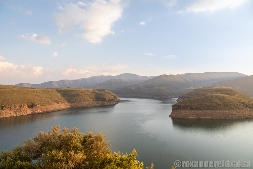 View of Katse Dam from Katse Lodge, Lesotho