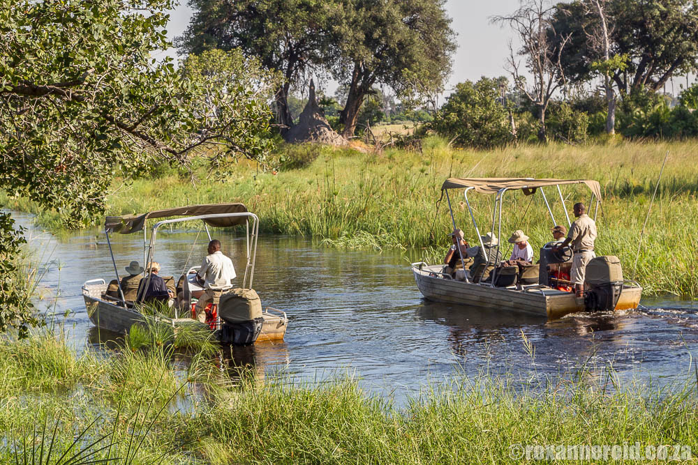 Motorised boats in the Okavango Delta, Botswana