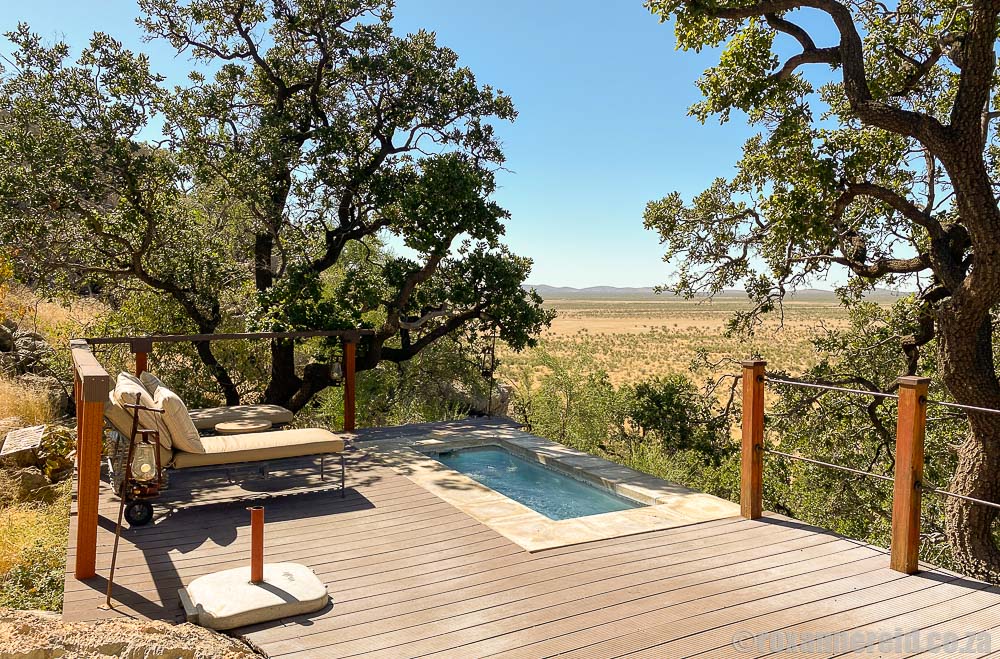 Deluxe tent with plunge pool at Dolomite Camp, Etosha