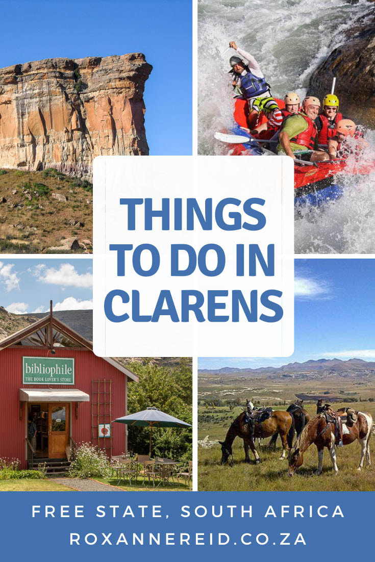 Visiting Clarens in South Africa’s Free State province? Find out things to do there, from visiting the Golden Gate Highlands National Park, delving in history and dinosaurs, mountain biking in Clarens, horse riding in Clarens, hiking in Clarens, quad biking in Clarens, abseiling, ziplining and white-water rafting in Clarens, hot air ballooning, fly fishing in Clarens, Clarens restaurants and art galleries, and Clarens accommodation. #Clarens #FreeState #africantravel