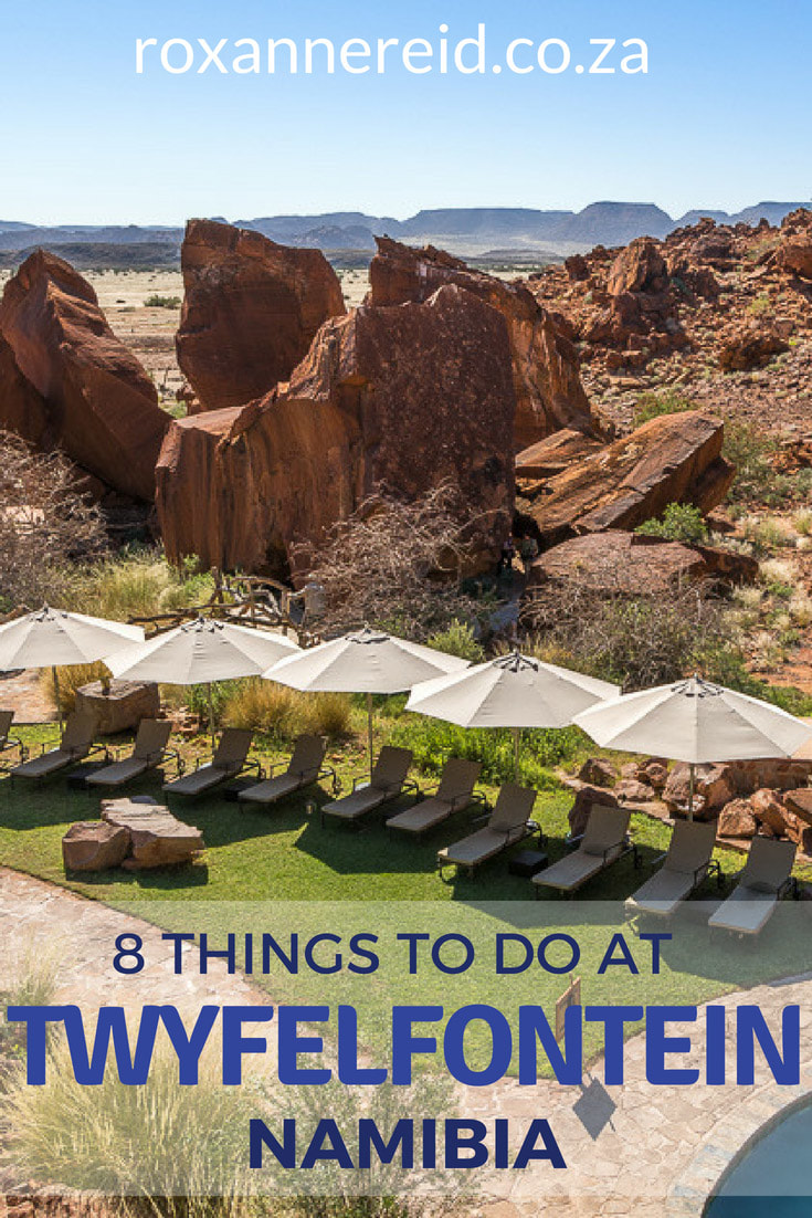Discover 8 reasons to visit Twyfelfontein Country Lodge in Kunene (Damaraland), Namibia, from sights like Burnt Mountain, the Organ Pipes, Petrified Forest and Twyfelfontein engravings, to visiting the Damara Living Museum, bush walking or seeing desert elephants